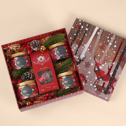 صندوق هدايا رأس السنة - شاي ومكسرات: هدايا رأس السنة