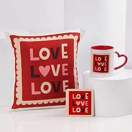Sweet Love Surprise Cushion Mug Set: Personalised Valentines Day Gifts   