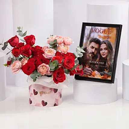 Personalised Vogue Photo Frame With Roses: Promise Day Gifts