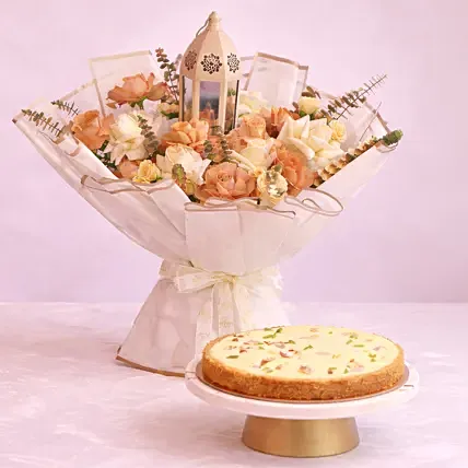 Iftar Treats Flower Bouquet And Cake Combo: توصيل ورد أم القوين 