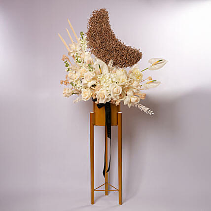 Ramadan Moonlight Crescent Floral Stand: Eid Flowers
