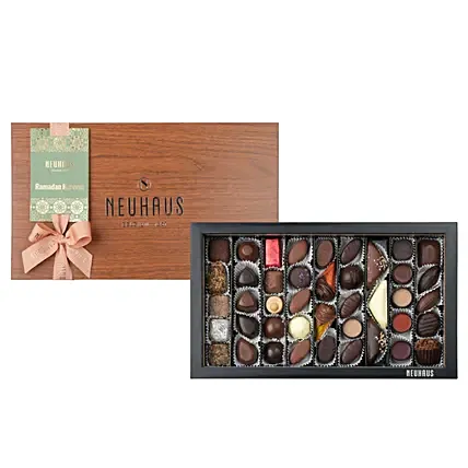 Ramadan Wooden Hosting Box Masterpieces 42 Pcs chocolates: Neuhaus Chocolates