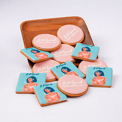 Happy Womens Day Designer Cookies 12 Pcs: Cookies 