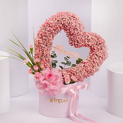 Heart Shaped Pink Babys Breath Arrangement For Mom: Mother's Day Flowers