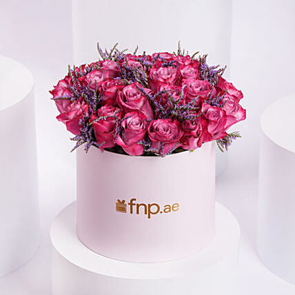 Luxury Purple Roses In A Box: Women's Day Gifts