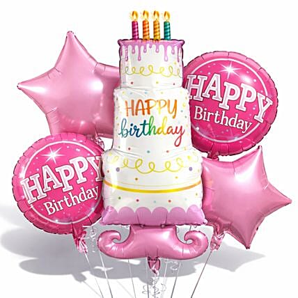 Happy Birthday Cake Balloon Set: Helium Balloons Delivery