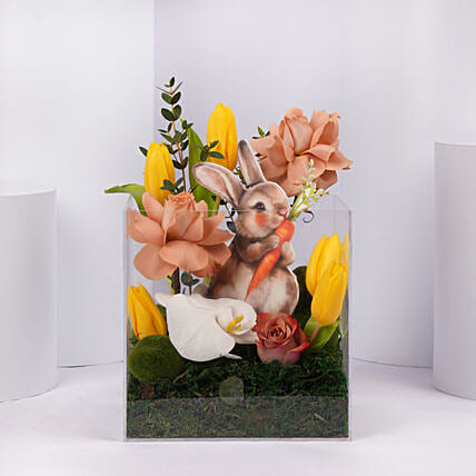Bunny Glass Flower Box: Easter Flowers 