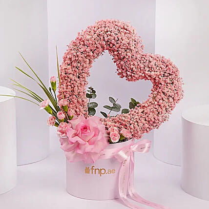 Heart Shaped Pink Babys Breath Arrangement For Mom: Mother's Day Flowers