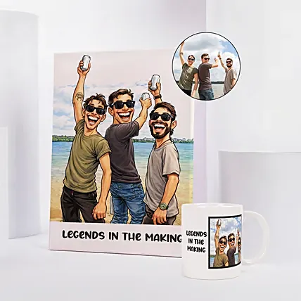 Legends in the Making Caricature and Mug Set: Personalised Photo Frames