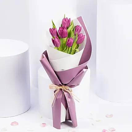 7 Purple Tulips Bouquet: Gifts for Her