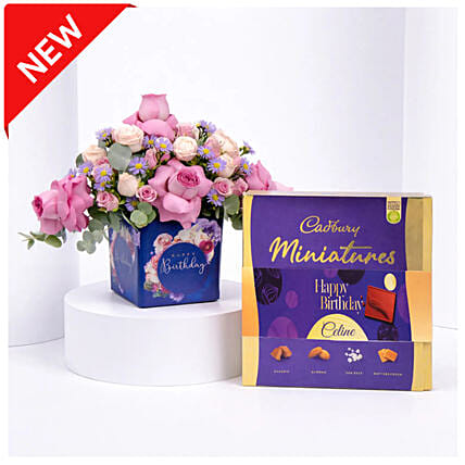 Birthday Rose Arrangement With Cadbury Chocolates 400g: Chocolates in Dubai