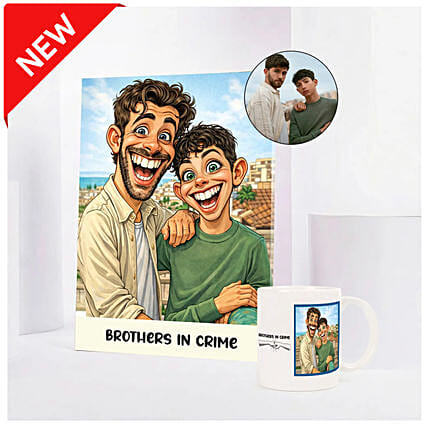 Brothers in Crime Caricature and Mug Set: Personalised Photo Frames