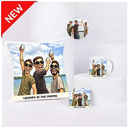 Legends in the Making Cushion Mug Set: Friendship Day Personalised Gifts