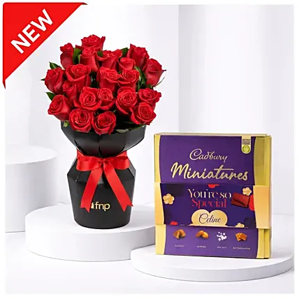Red Velvet Whispers Of Roses With Cadbury Chocolates 400g: 
