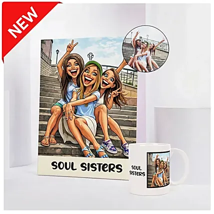 Soul Sisters Caricature and Mug Set: Gifts
