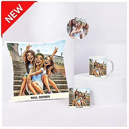 Soul Sisters Cushion Mug Set: Personalised Cushions