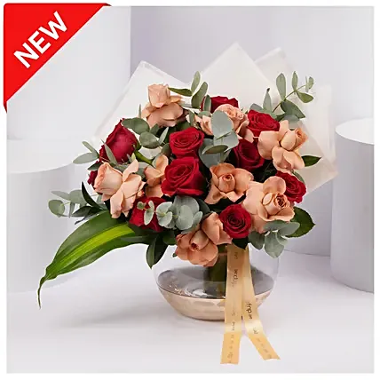 Timeless Rose Arrangement in Glass Vase: 
