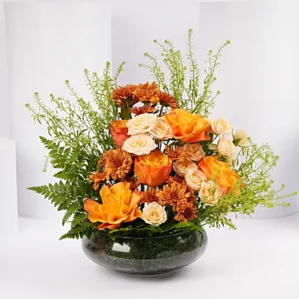 Premium Orange Flower Bowl: 