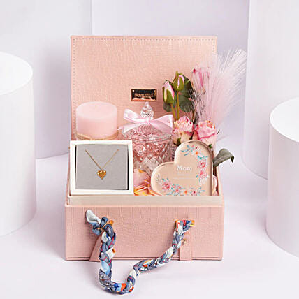 Premium Mothers Day Gift Box With Necklace: Mothers Day Hampers