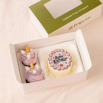 Birthday Bento Cake and Cupcake Set: Bento Cakes