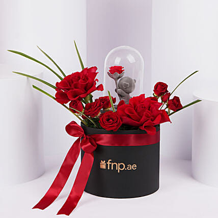 Elegant Rose Arrangement with Teddy Dome: Flower Boxes