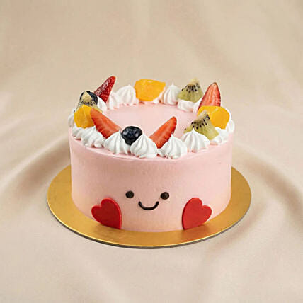 Jellycat Theme Mixed Fruit Cake With Fresh Fruits Cream 1 KG: Cake Delivery in Sharjah