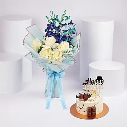 Fathers Day Sweet Blooms And Cake: توصيل كيك و ورد أون لاين