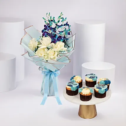 Fathers Day Bouquet with Cupcakes: كب كيك عيد الأب 