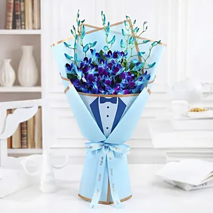 Fathers Day Blue Orchid Tribute: Father's Day Bouquet