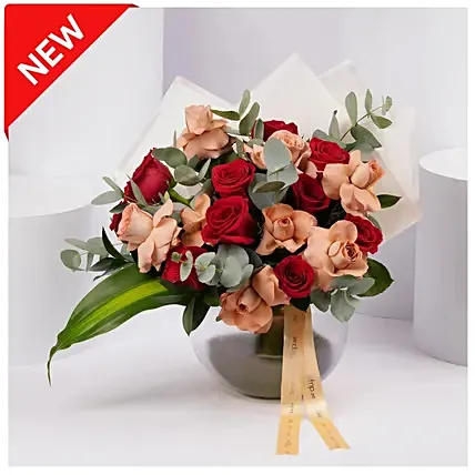 Timeless Rose Arrangement in Glass Vase: 