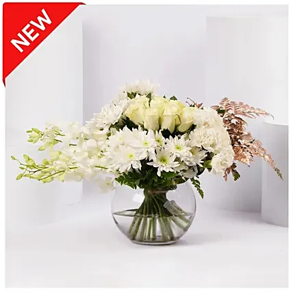 Timeless White Blossom Arrangement: 