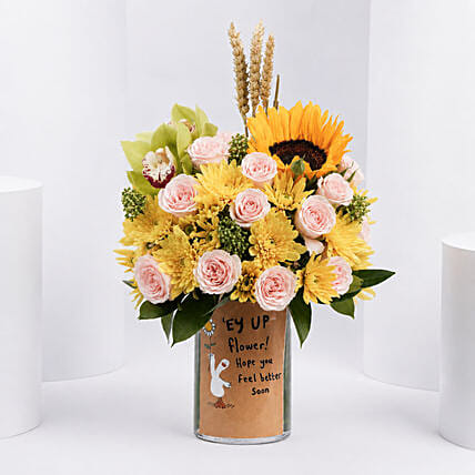 Get Well Soon Message Flowers Arrangement: Sunflower Bouquets