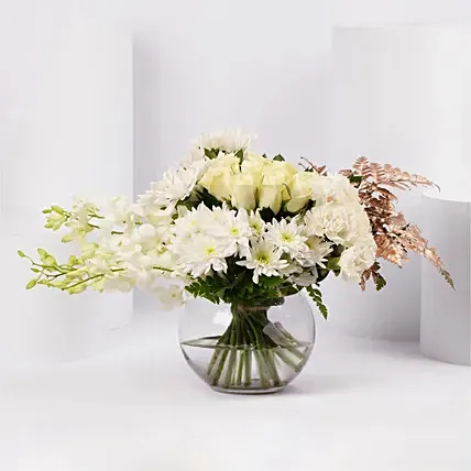 Timeless White Blossom Arrangement: 