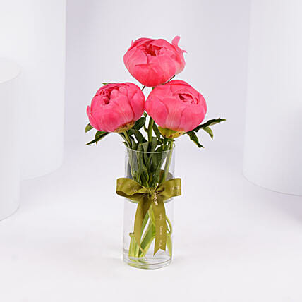 Three Peonies in Vase: Peonies Flower Bouquets