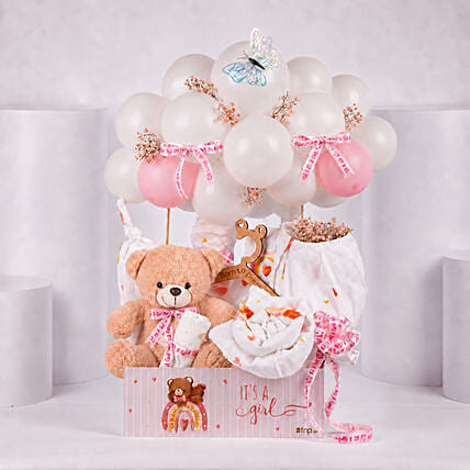 Welcome Baby Girl Celebration Hamper: New Born Gift Hampers
