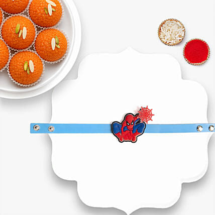 Spider Hero Rakhi With Motichoor Laddoo: Kids Rakhi