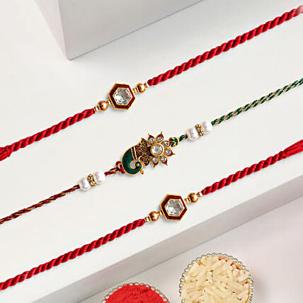 Traditional Ethnic Rakhi Set Of 3: Set of 3 Rakhi