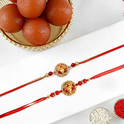 Ganesha Rakhi Set Of 2 And Gulab Jamun 1Kg: Set of 2 Rakhi