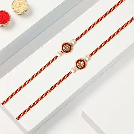 Classic Pearl Rakhi Set Of 2: Set of 2 Rakhi