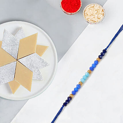 Sneh Ethnic Beads Rakhi With Kaju Katli: Single Rakhi