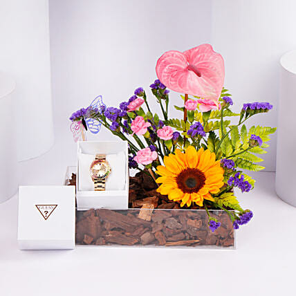 Guess Crystal Watch Gift Tray For Her: Buy Watches 