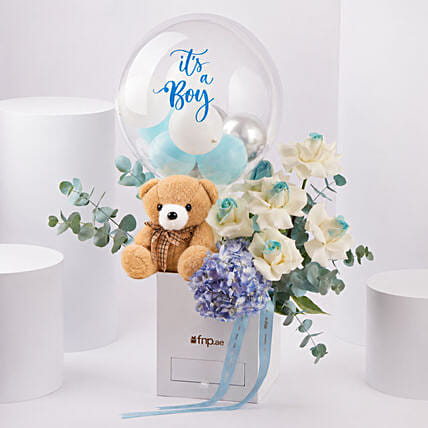 Its A Boy Bubble Bloom Arrangement: New Born Baby Cake