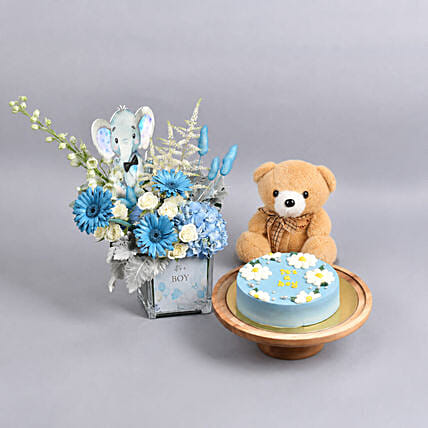 Its A Boy Flowers Combo: Flowers and Teddy Bears 