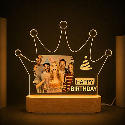 Personalised Birthday Crown Photo LED Lamp: Personalised Gifts