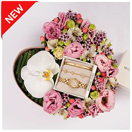 Michael Kors Watch And Jewel Heart Gift Box for Her: Watches for Women
