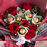 99 Stems Red Roses Bouquet And Ferrero Rocher