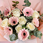 Graceful Gerberas And Roses Bouquet 50 Stems