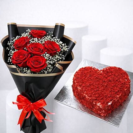 Forever Love Red Roses and Red Velvet cake: Send Cakes to Oman