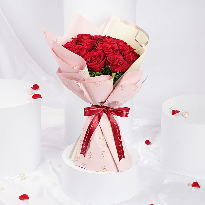 Blush Of Passion 18 Roses Bouquet: Send Valentine's Day Gifts to Qatar