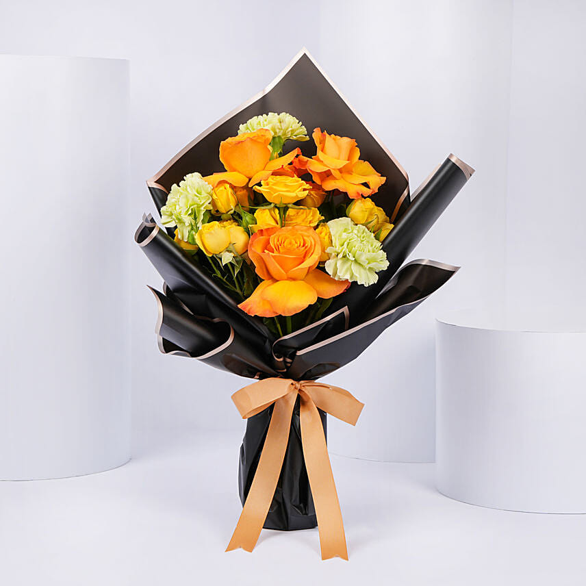 Colorful Roses Bouquet: Flower Bouquet To Qatar